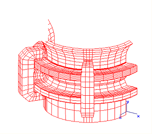Lösung mit Finite Elemente Methode: 3D-quad Modell geklemmter Flansch