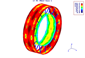 Lösung mit Finite Elemente Methode: Membranspannungen Speichenrad Pl